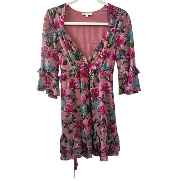 For Love & Lemons Churro Mini Dress in Pink Flamenco Size Small Gently Used - Picture 5 of 8